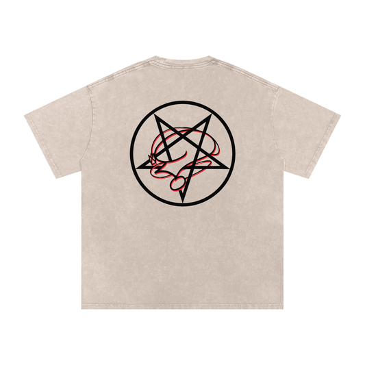 Snow Washed Mini Black Pocket Logo PentaQuestion Tee