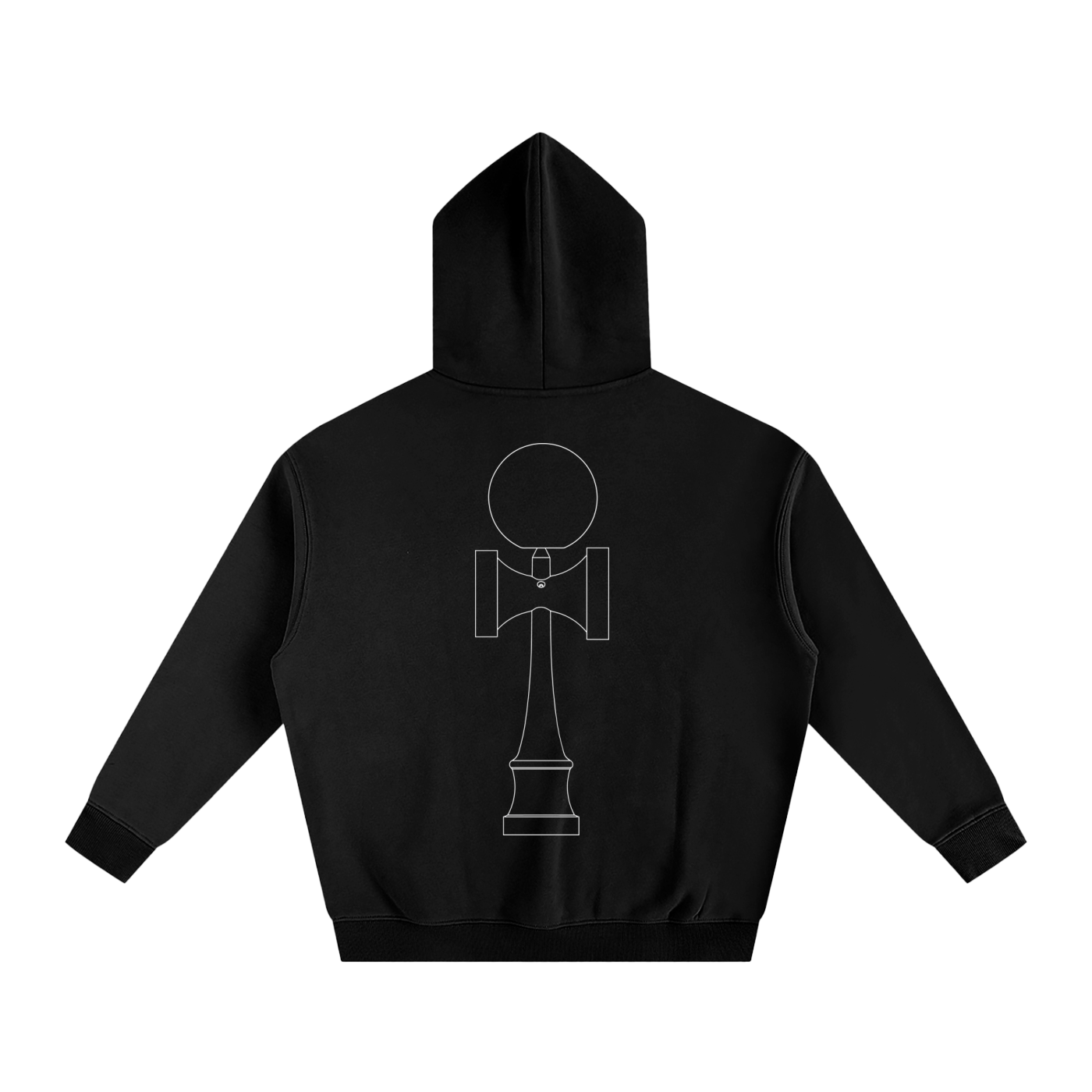 Black Separation Fleeced Hoodie