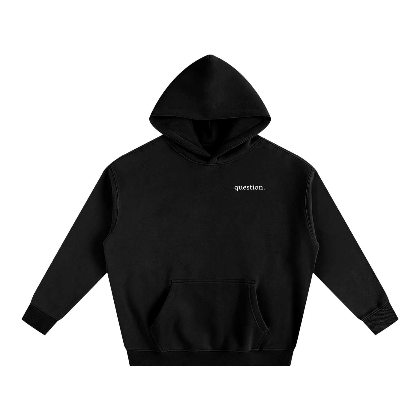 Mini White Pocket Logo PentaQuestion Oversize Fleeced Hoodie