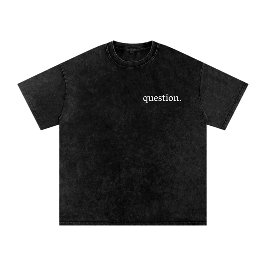 Pocket PentaQuestion Snow Washed Oversized Cotton T-Shirt