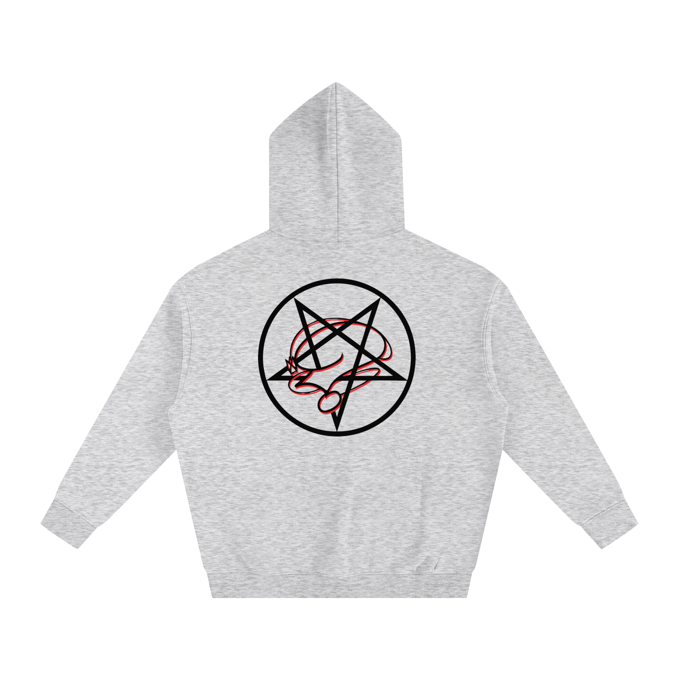 Mini Black Pocket Logo PentaQuestion Oversize Fleeced Hoodie