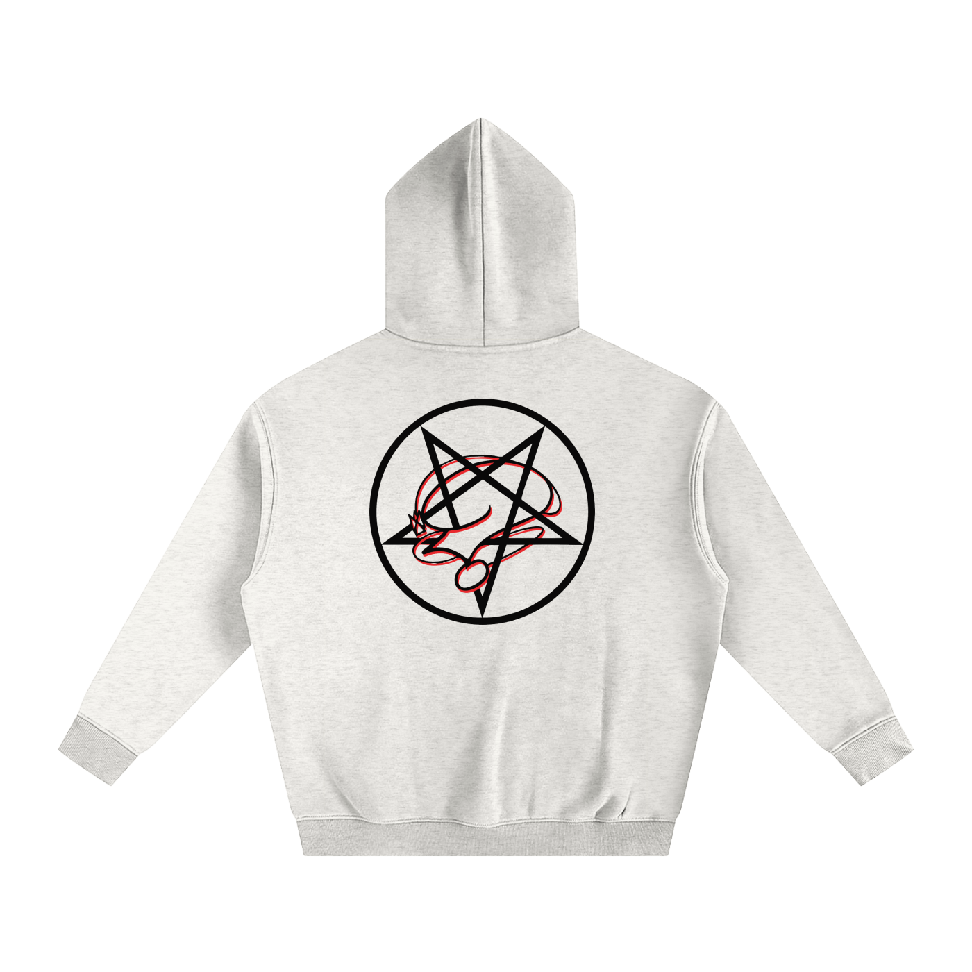 Mini Black Pocket Logo PentaQuestion Oversize Fleeced Hoodie