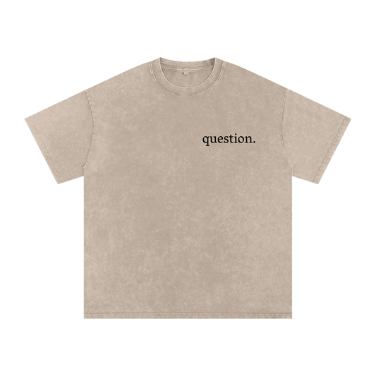 Pocket PentaQuestion Snow Washed Oversized Cotton T-Shirt
