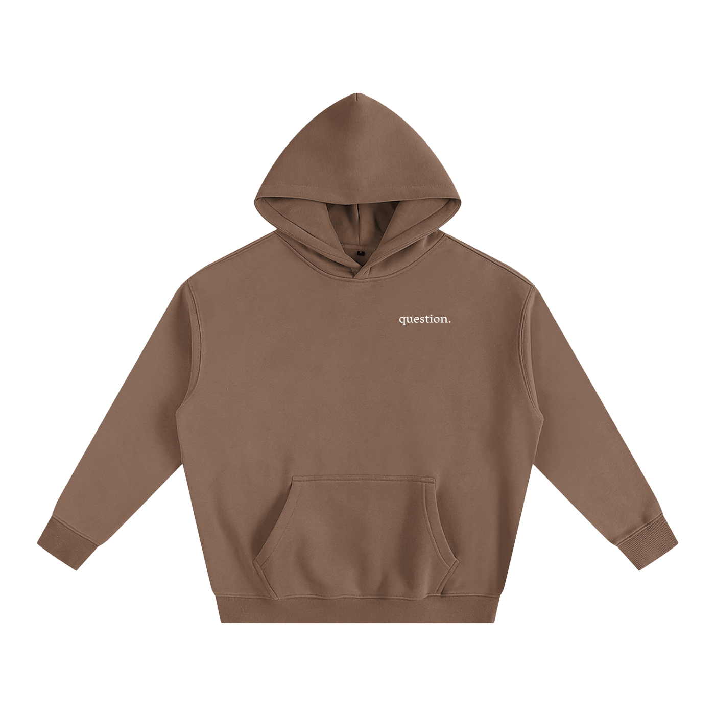 Mini White Pocket Logo PentaQuestion Oversize Fleeced Hoodie