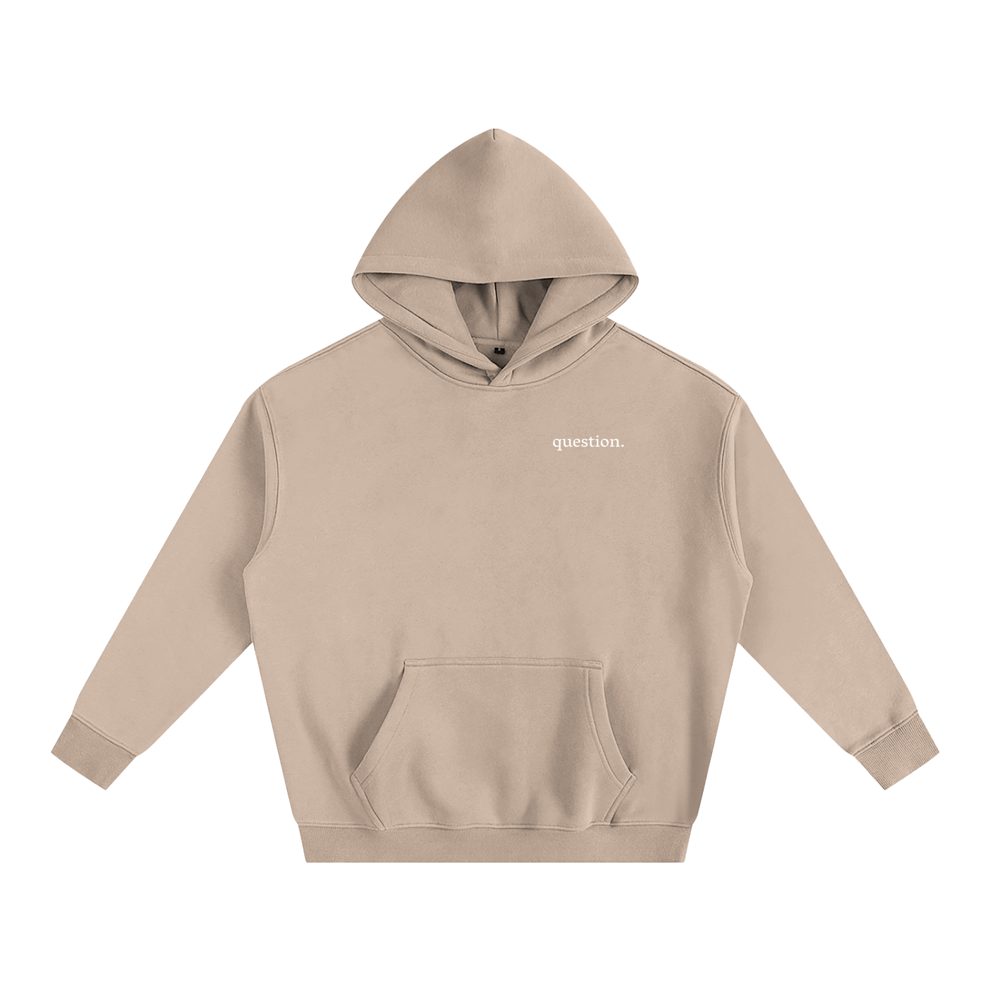 Mini White Pocket Logo PentaQuestion Oversize Fleeced Hoodie