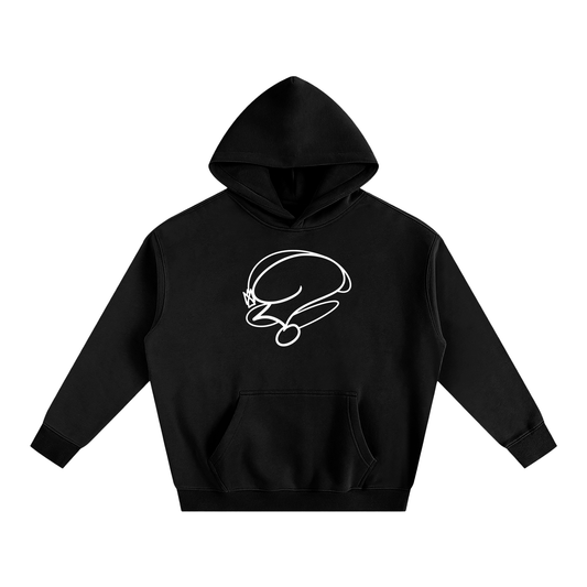 Black Separation Fleeced Hoodie