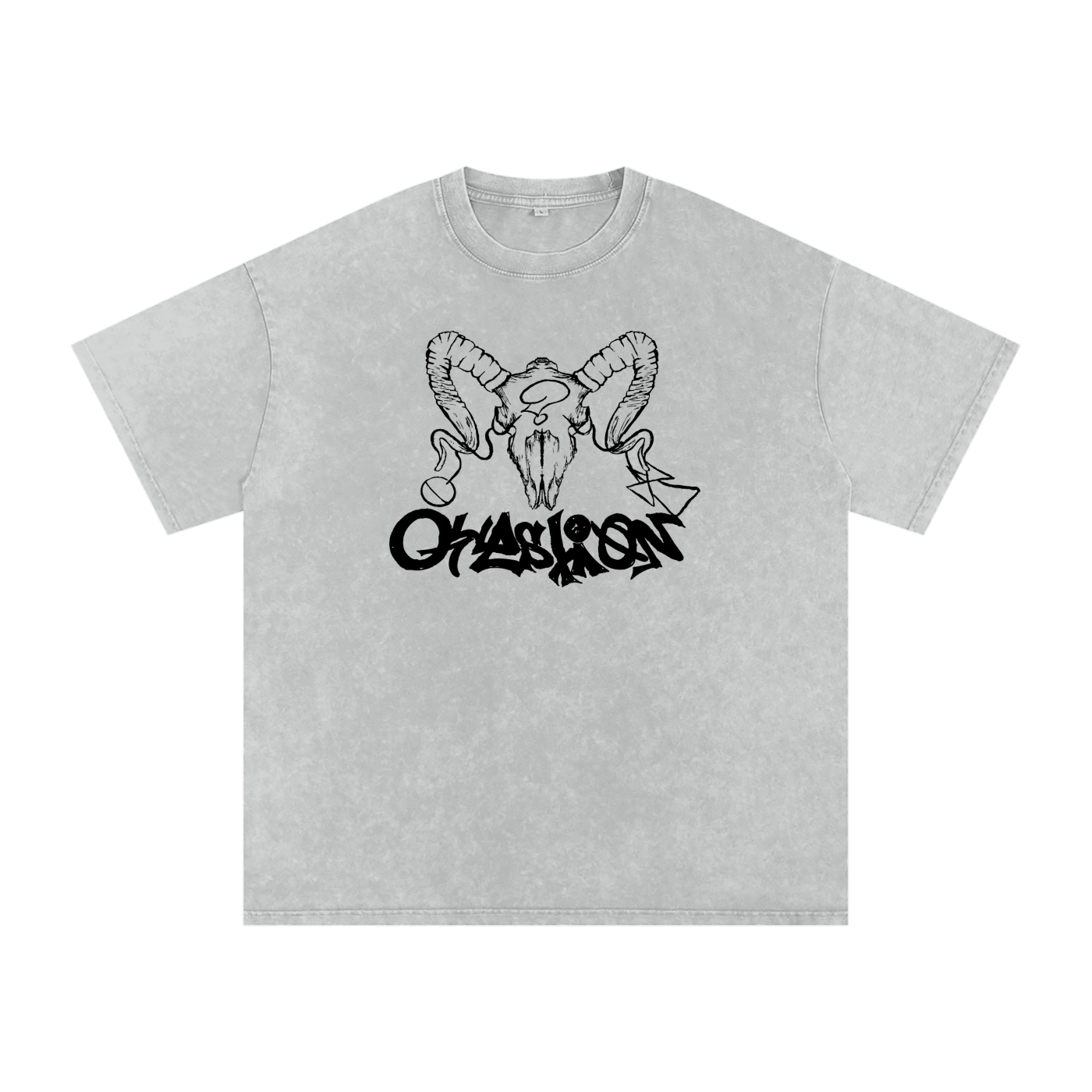 Snow Washed Oversized Tagged Ram Skull Tee