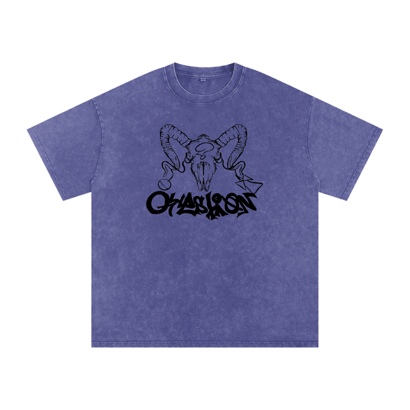 Snow Washed Oversized Tagged Ram Skull Tee