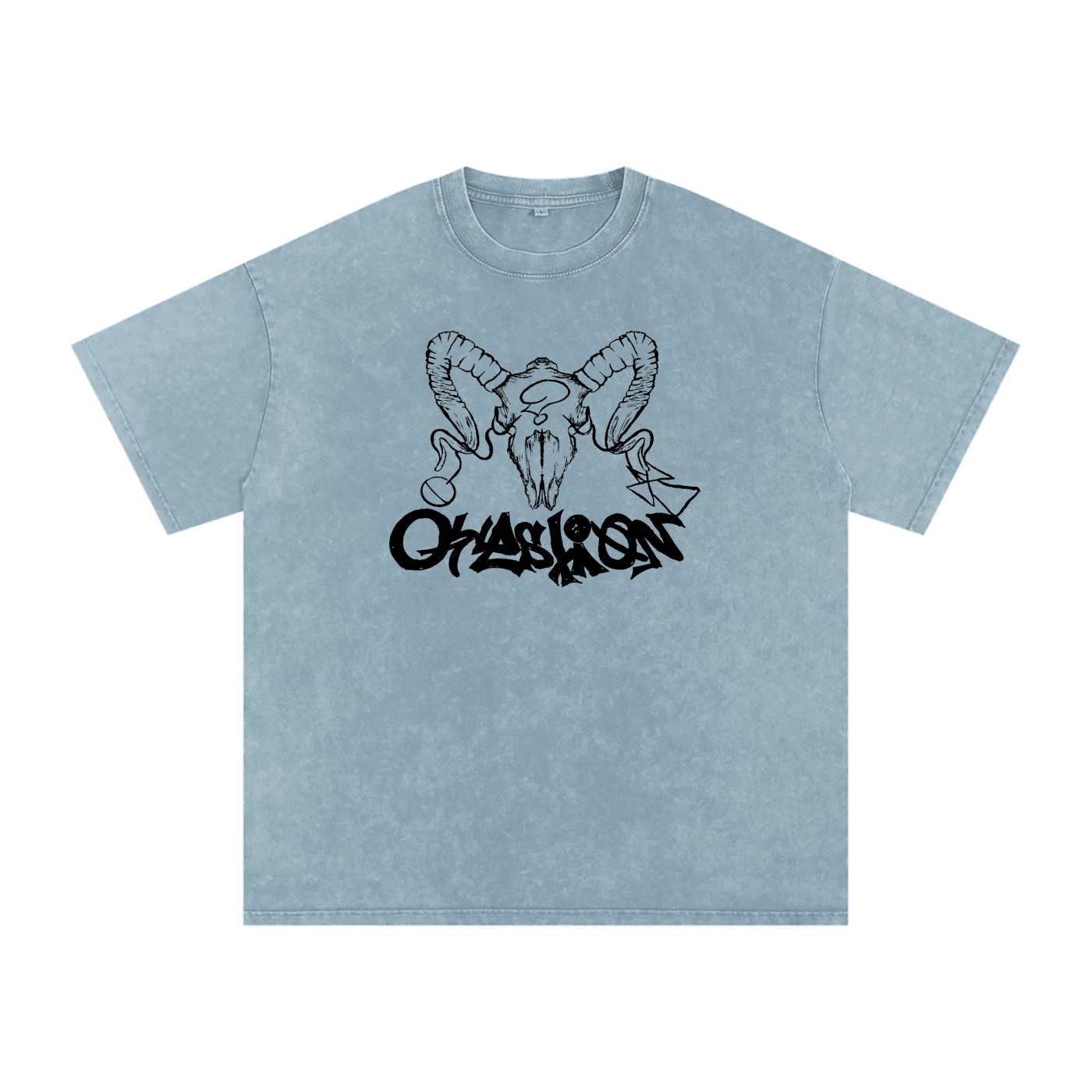 Snow Washed Oversized Tagged Ram Skull Tee