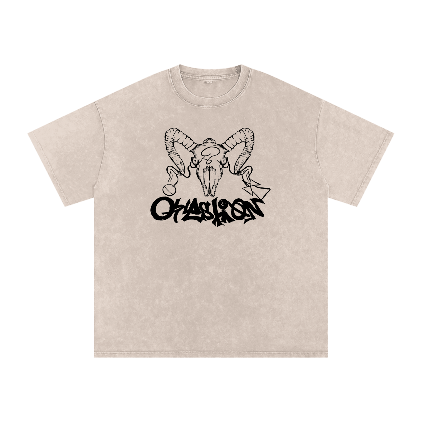 Snow Washed Oversized Tagged Ram Skull Tee